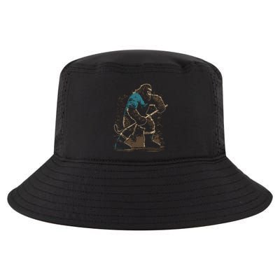 Bigfoot Playing Hockey Cool Comfort Performance Bucket Hat