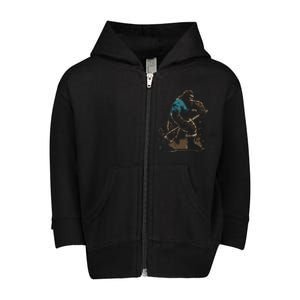 Bigfoot Playing Hockey Toddler Zip Fleece Hoodie