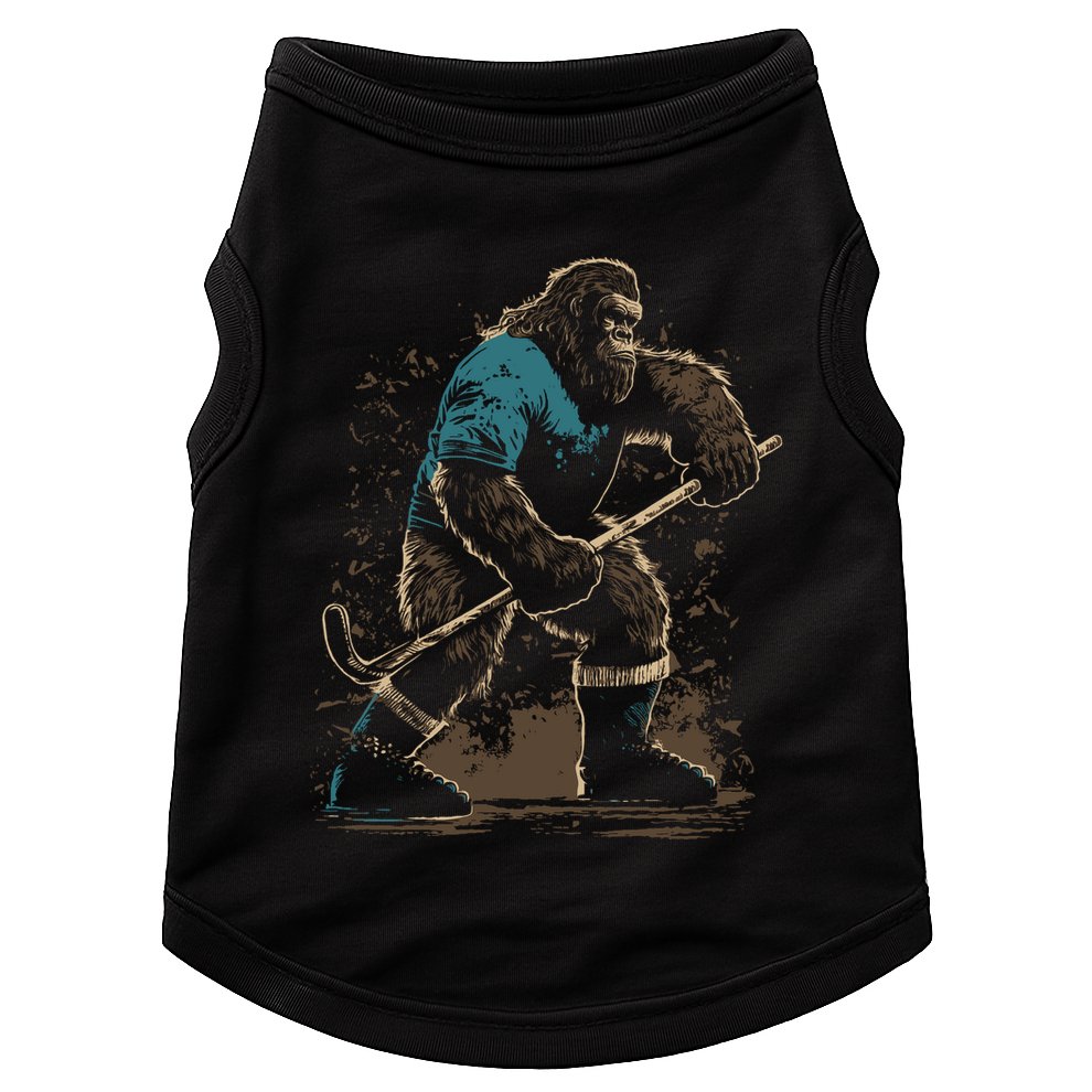 Bigfoot Playing Hockey Doggie Tank