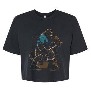 Bigfoot Playing Hockey Bella+Canvas Jersey Crop Tee