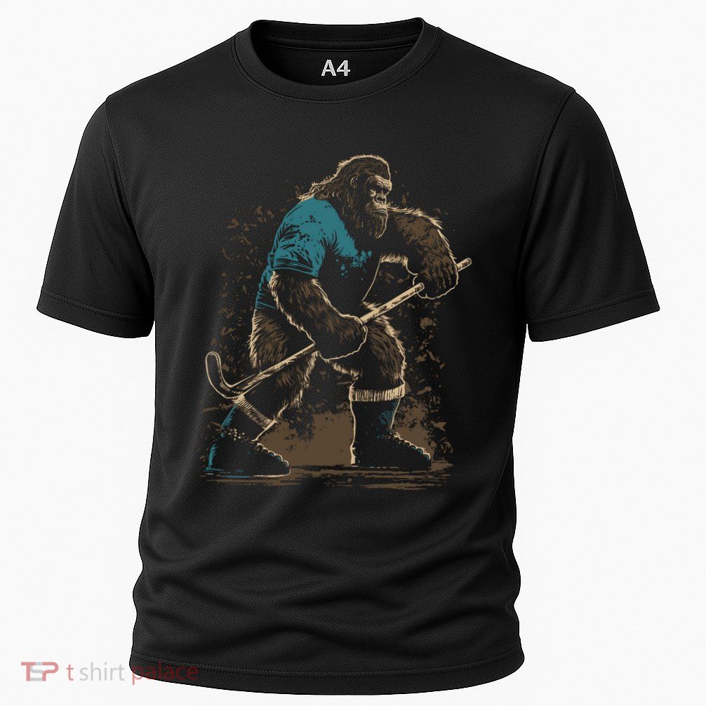 Bigfoot Playing Hockey Cooling Performance Crew T-Shirt