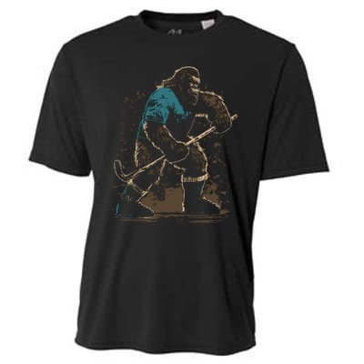 Bigfoot Playing Hockey Cooling Performance Crew T-Shirt