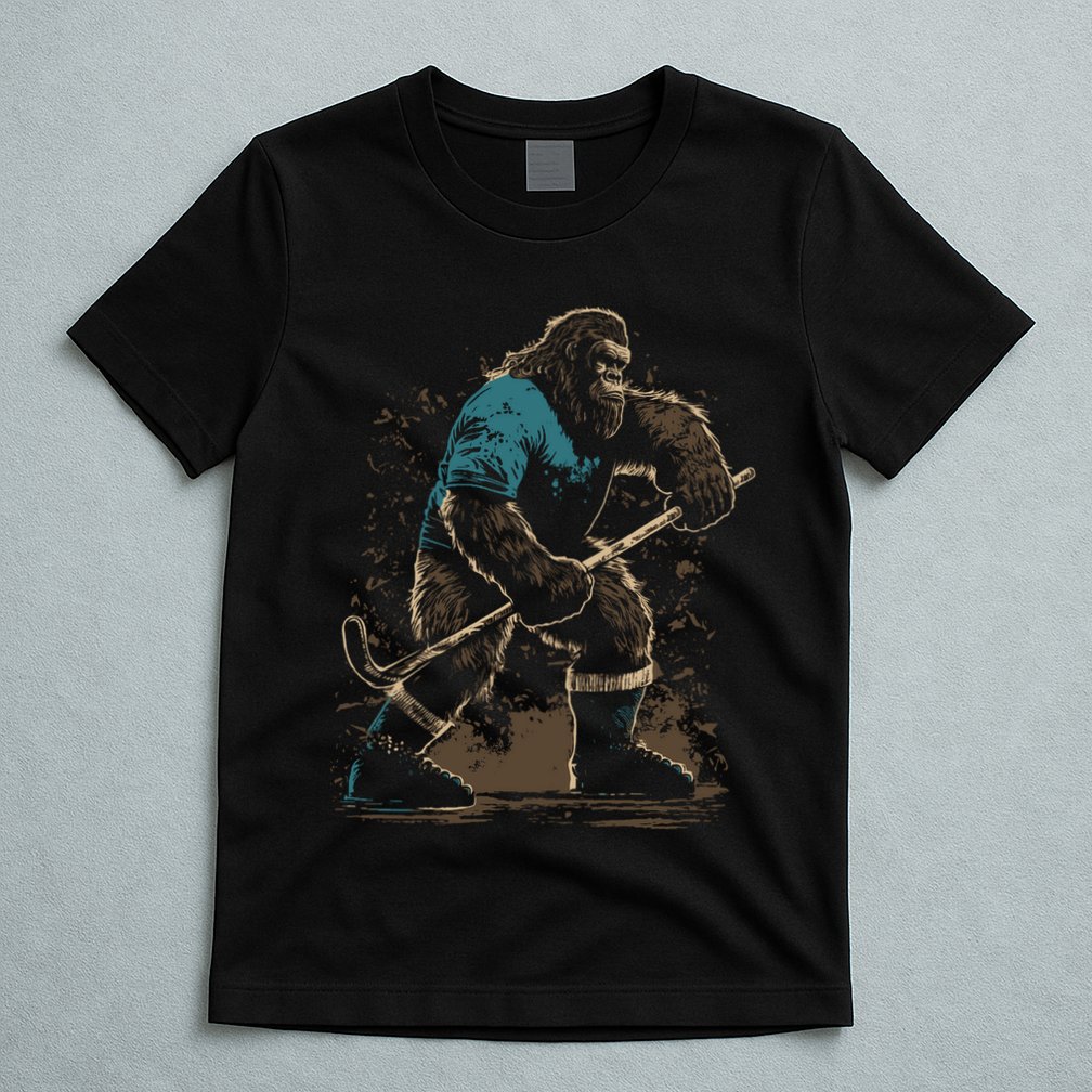 Bigfoot Playing Hockey T-Shirt