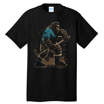 Bigfoot Playing Hockey Tall T-Shirt