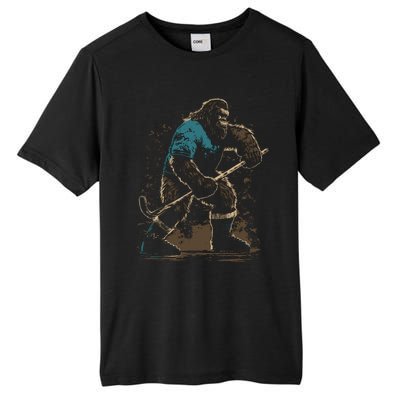 Bigfoot Playing Hockey Tall Fusion ChromaSoft Performance T-Shirt