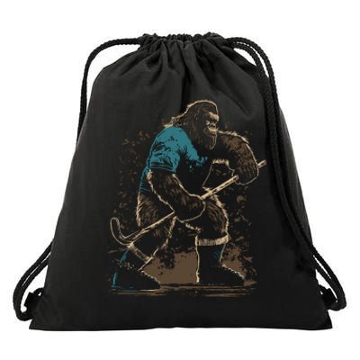 Bigfoot Playing Hockey Drawstring Bag