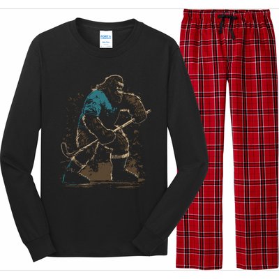 Bigfoot Playing Hockey Long Sleeve Pajama Set