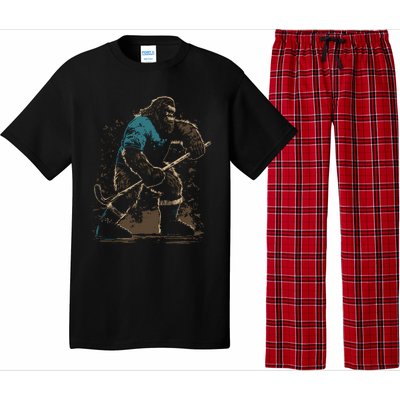 Bigfoot Playing Hockey Pajama Set