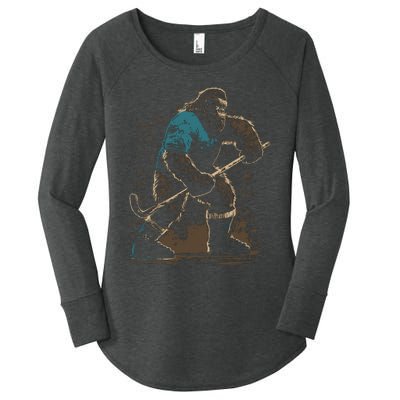 Bigfoot Playing Hockey Women's Perfect Tri Tunic Long Sleeve Shirt