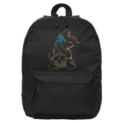 Bigfoot Playing Hockey 16 in Basic Backpack