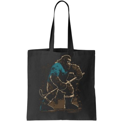 Bigfoot Playing Hockey Tote Bag