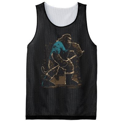 Bigfoot Playing Hockey Mesh Reversible Basketball Jersey Tank