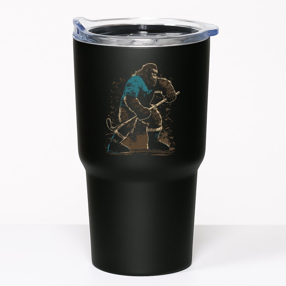 Bigfoot Playing Hockey Tumbler