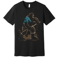 Bigfoot Playing Hockey Premium T-Shirt