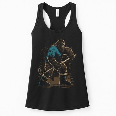 Bigfoot Playing Hockey Womens Tank Top
