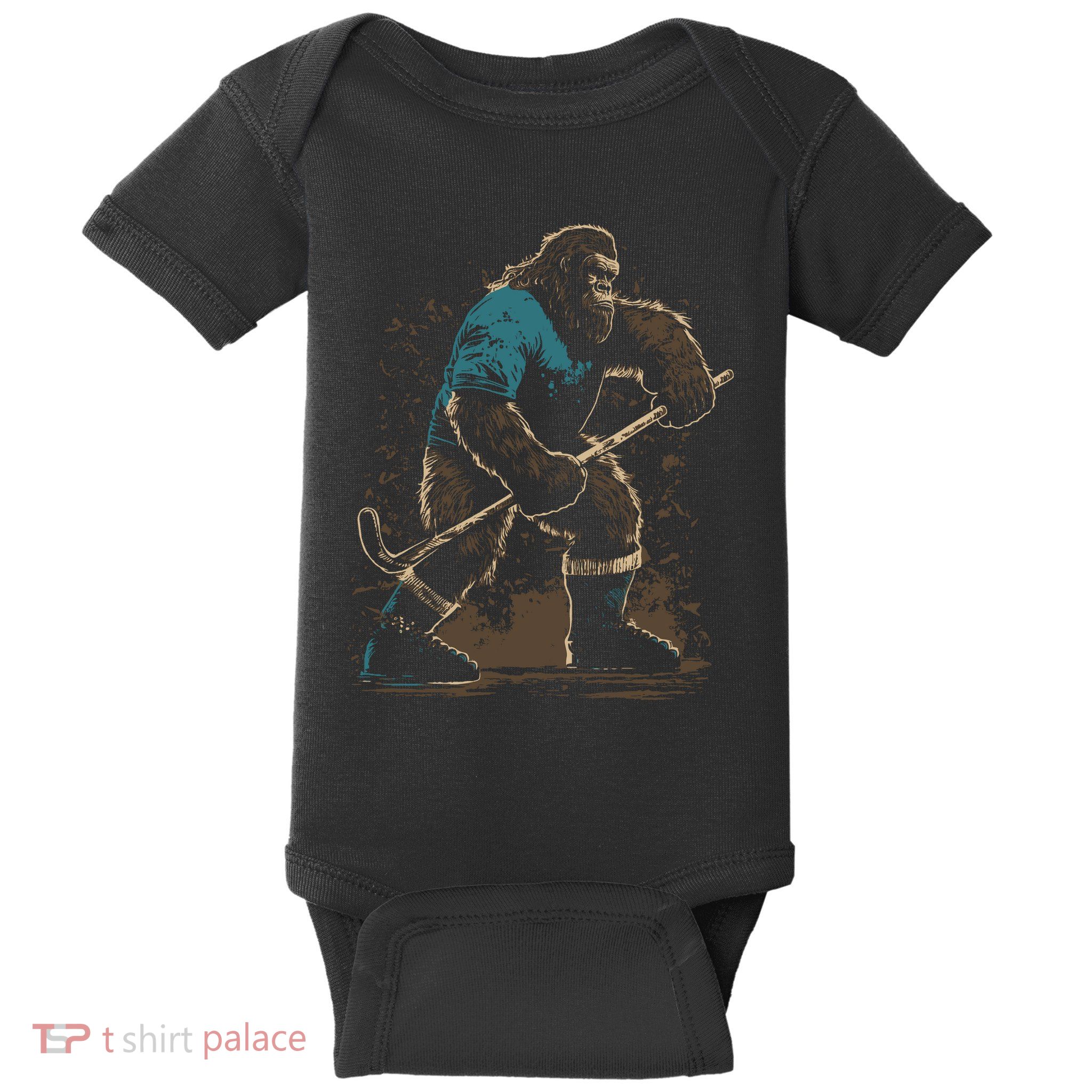 Bigfoot Playing Hockey Baby Bodysuit