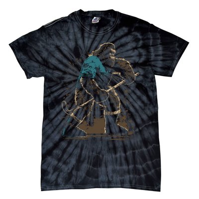 Bigfoot Playing Hockey Tie-Dye T-Shirt