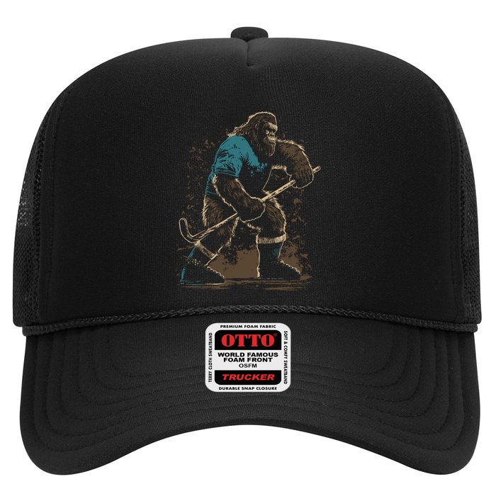 Bigfoot Playing Hockey Trucker Hat