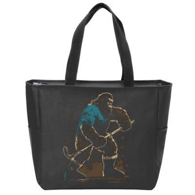 Bigfoot Playing Hockey Zip Tote Bag