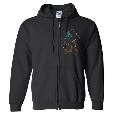 Bigfoot Playing Hockey Full Zip Hoodie