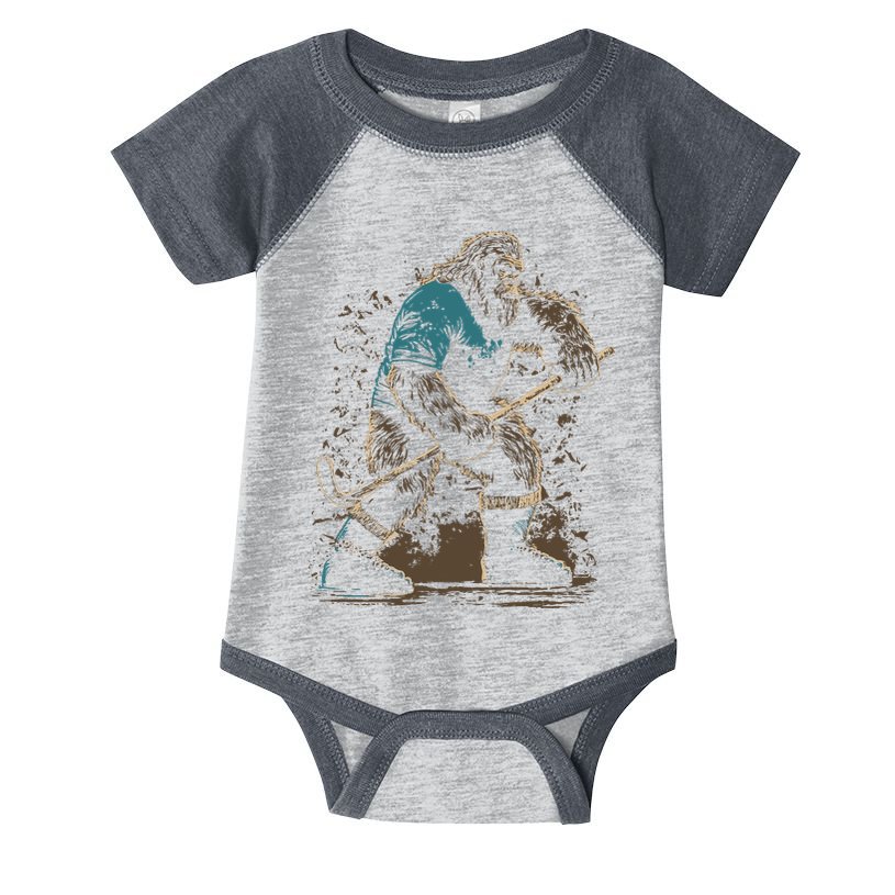Bigfoot Playing Hockey Infant Baby Jersey Bodysuit