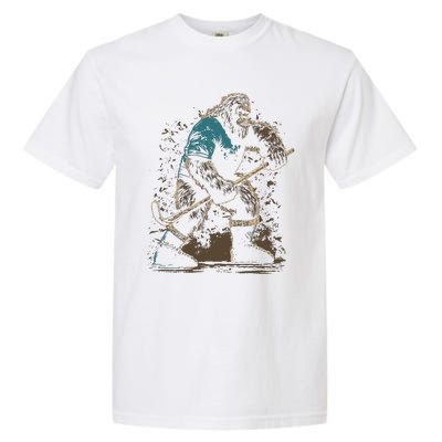 Bigfoot Playing Hockey Garment-Dyed Heavyweight T-Shirt