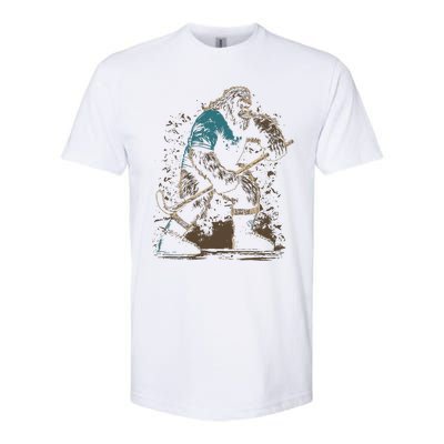 Bigfoot Playing Hockey Softstyle CVC T-Shirt