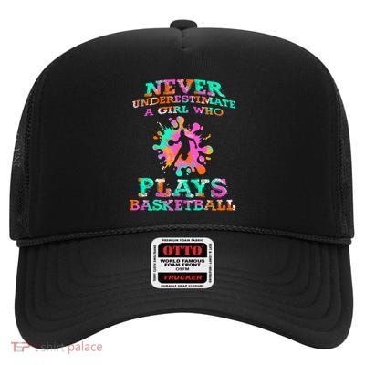 Basketball Player Hoops Streetball Baller Basketball Gift High Crown Mesh Back Trucker Hat
