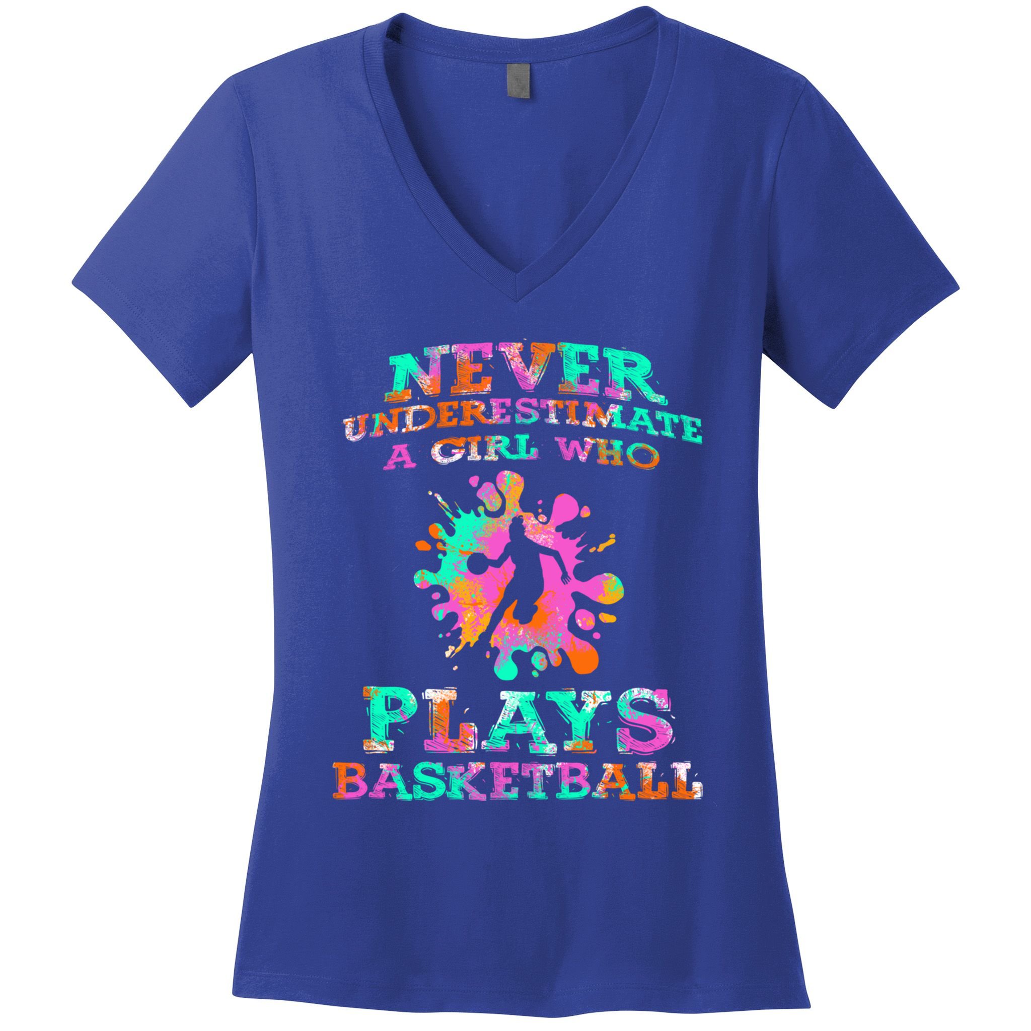 Basketball Player Hoops Streetball Baller Basketball Gift Women's V-Neck T-Shirt