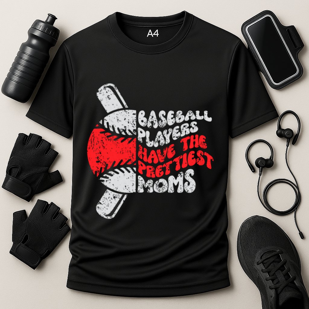 Baseball Players Have The Prettiest Moms Funny Baseball Cooling Performance Crew T-Shirt