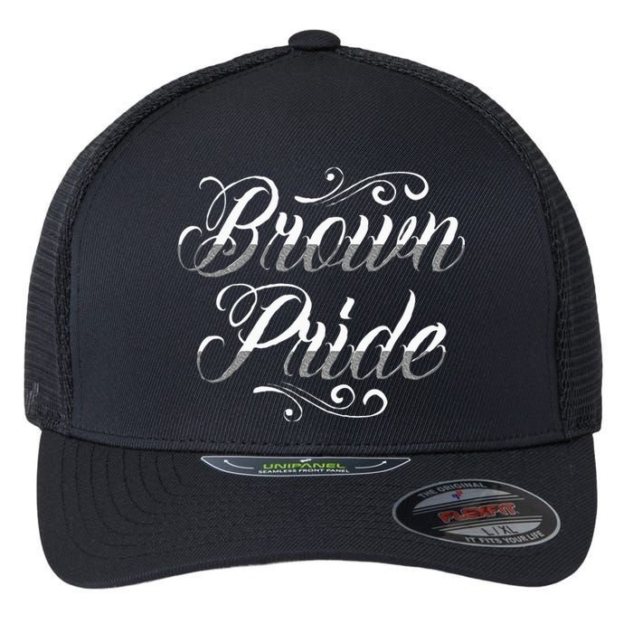 Brown Pride Hispanic Latino American Chicano Mexican Flexfit Unipanel Trucker Cap