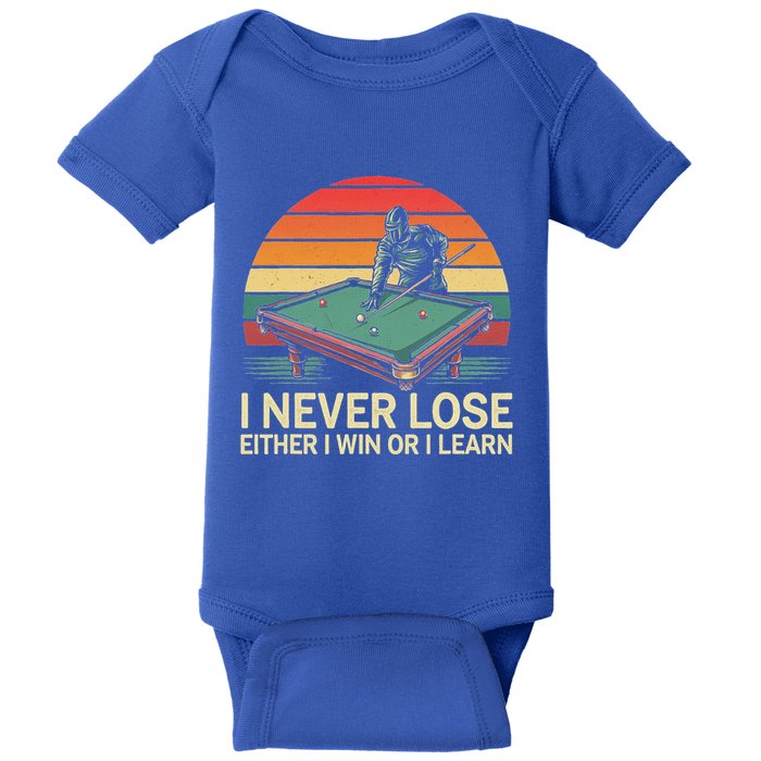 Billiard Pool I Never Lose Either Win Or I Learn Baby Bodysuit