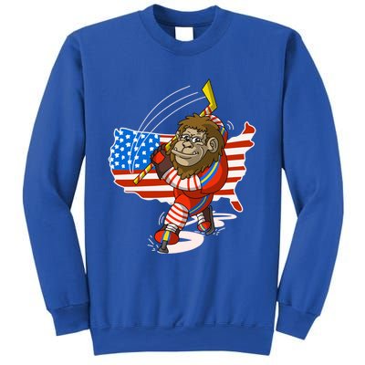 Bigfoot Playing Ice Hockey Cute 4Th Of July Funny Usa Gift Meaningful Gift Sweatshirt