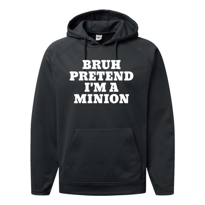 Bruh Pretend IM A Minion Matching Costume Halloween Funny Performance Fleece Hoodie