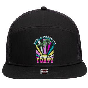 Beach Party I’M Forty Retro Sun Beach 7 Panel Mesh Trucker Snapback Hat