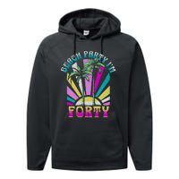 Beach Party I’M Forty Retro Sun Beach Performance Fleece Hoodie