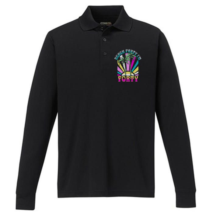 Beach Party I’M Forty Retro Sun Beach Performance Long Sleeve Polo