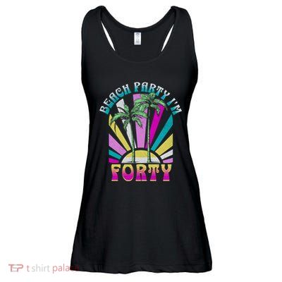 Beach Party I’M Forty Retro Sun Beach Ladies Essential Flowy Tank