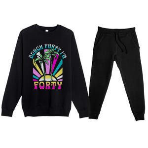 Beach Party I’M Forty Retro Sun Beach Premium Crewneck Sweatsuit Set