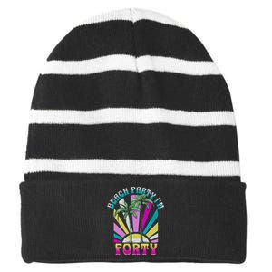 Beach Party I’M Forty Retro Sun Beach Striped Beanie with Solid Band