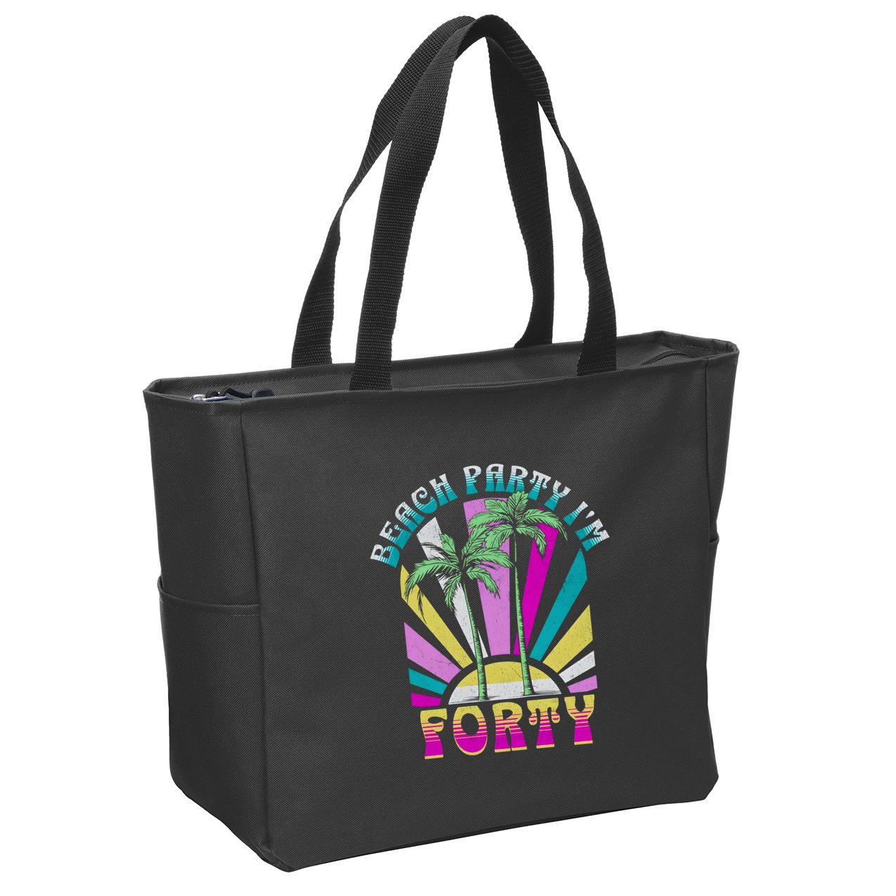 Beach Party I’M Forty Retro Sun Beach Zip Tote Bag