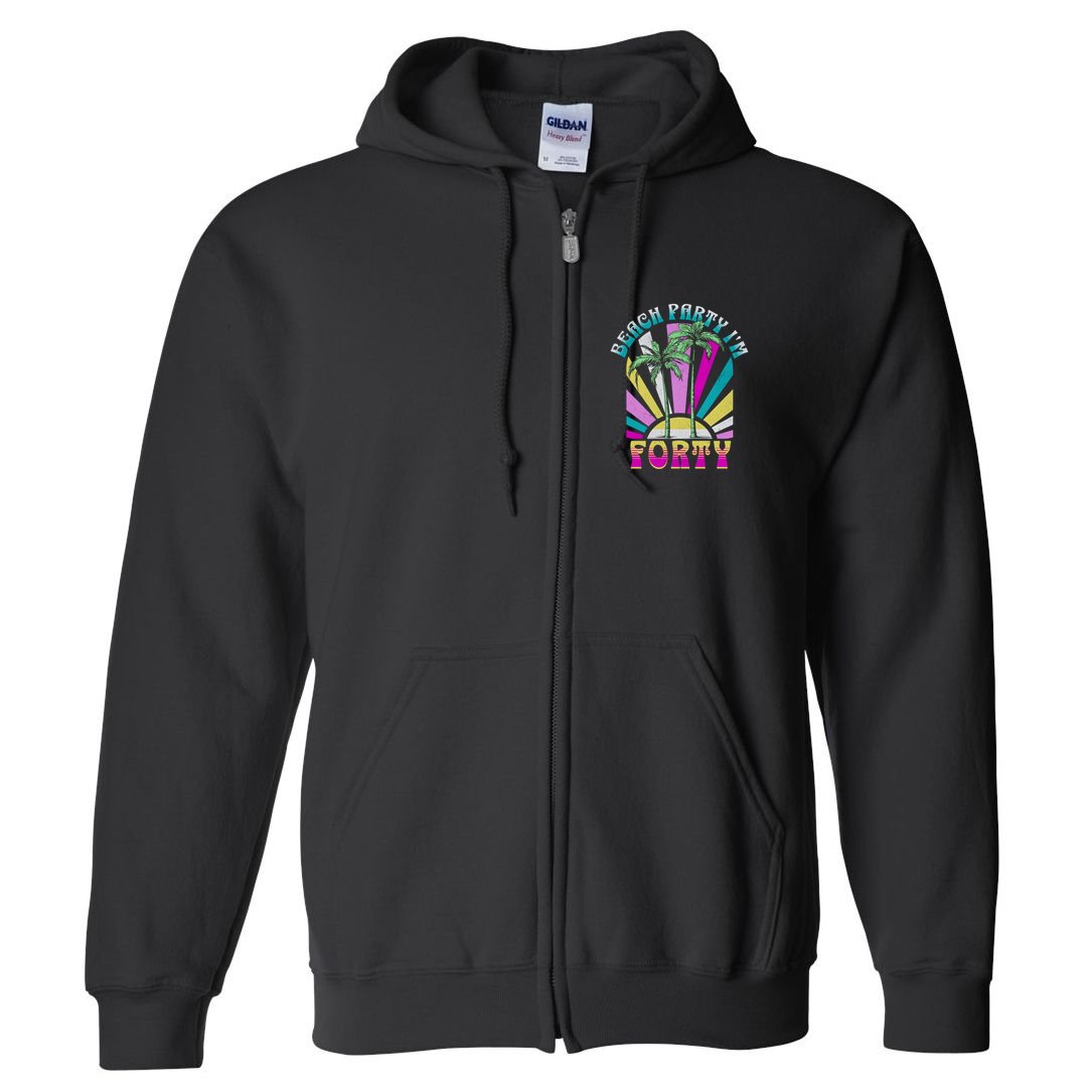 Beach Party I’M Forty Retro Sun Beach Full Zip Hoodie