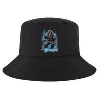 Bigfoot Playing Ice Hockey Funny Sasquatch Hockey Stick Funny Gift Cool Comfort Performance Bucket Hat