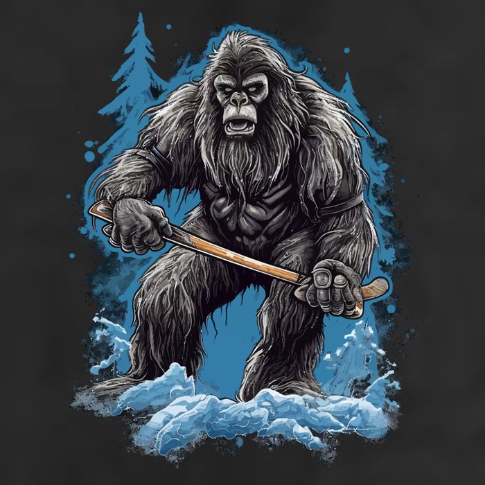 Bigfoot Playing Ice Hockey Funny Sasquatch Hockey Stick Funny Gift Cool Comfort Performance Bucket Hat