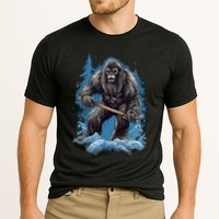 Bigfoot Playing Ice Hockey Funny Sasquatch Hockey Stick Funny Gift Cooling Performance Crew T-Shirt