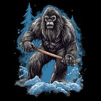 Bigfoot Playing Ice Hockey Funny Sasquatch Hockey Stick Funny Gift Cooling Performance Crew T-Shirt