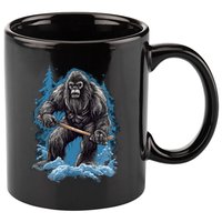 Bigfoot Playing Ice Hockey Funny Sasquatch Hockey Stick Funny Gift 11oz C Handle Ceramic Mug