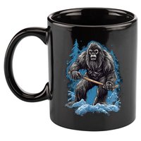 Bigfoot Playing Ice Hockey Funny Sasquatch Hockey Stick Funny Gift 11oz C Handle Ceramic Mug