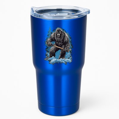 Bigfoot Playing Ice Hockey Funny Sasquatch Hockey Stick Funny Gift Tumbler