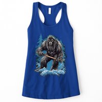 Bigfoot Playing Ice Hockey Funny Sasquatch Hockey Stick Funny Gift Womens Tank Top